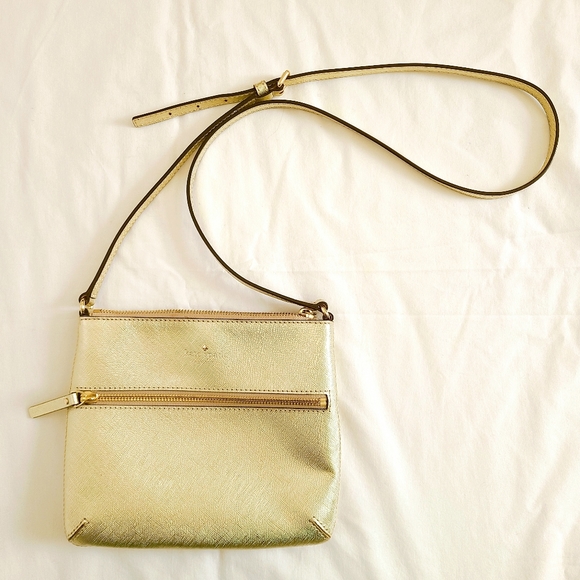 Rare Kate Spade Cedar Street Tenley Gold Crossbody Leather Bag - Picture 6 of 16